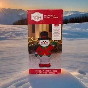 Holiday Time Snowman With Top Hat Inflatable LED Christmas Yard Decoration